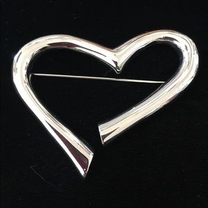 Heart Silver Metal Brooch